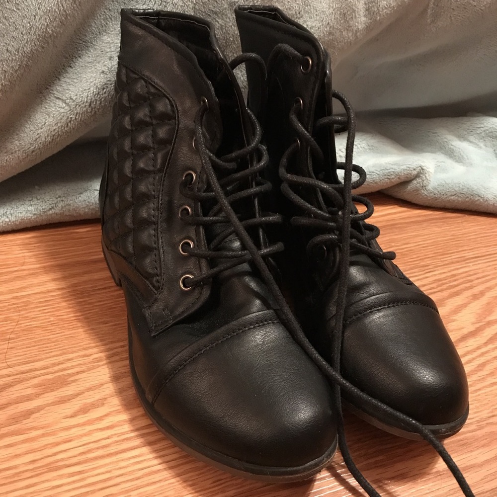 Black ankle combat boots